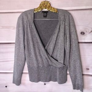 New York & Company Silver Crossover Sweater